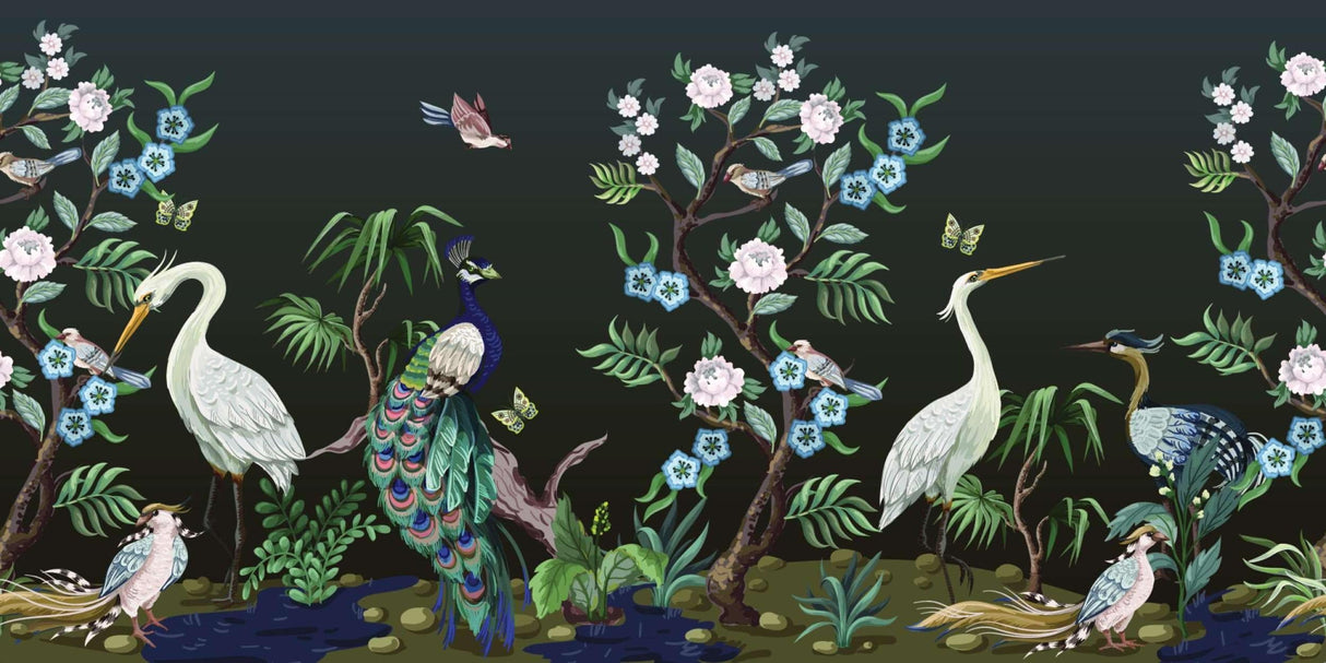 Peacock and heron garden design file showing intricate pattern details and rich colors