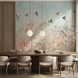 Nature inspired wall mural bringing life to home office