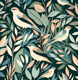 Birds mural wallpaper design file showing detailed tropical pattern with elegant birds and foliage