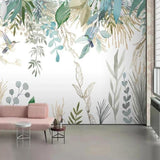 Botanical mural wallpaper bringing nature into reading nook