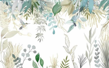 Watercolor hummingbirds and tropical leaves design file showing intricate pattern details