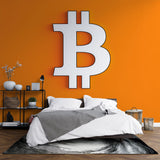 Bitcoin wallpaper mural showcased in a modern office meeting room with glass walls and sleek furniture