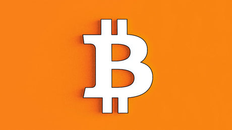 Bitcoin wallpaper design file showing crisp white cryptocurrency symbol on vibrant orange background