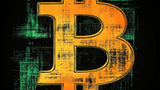 Bitcoin wallpaper design file showing detailed cryptocurrency pattern with emerald and gold tones