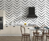Geometric Mural Wallpaper | Black and White Chevron Pattern