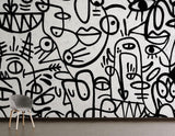 Street Art Mural Wallpaper | Modern Black and White Graffiti Design