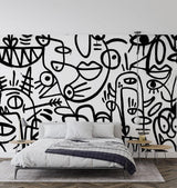 Street Art Mural Wallpaper | Modern Black and White Graffiti Design