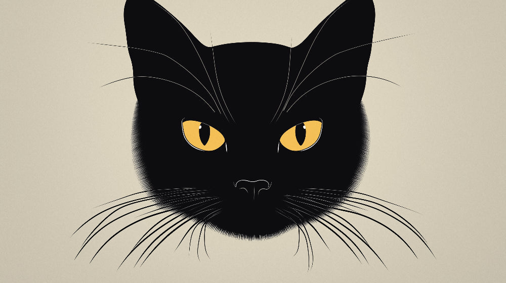 Minimalist black cat wallpaper design file showing detailed golden eyes pattern