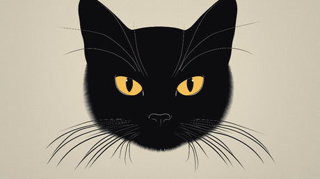 Minimalist black cat wallpaper design file showing detailed golden eyes pattern