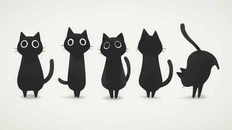 Black cat minimalist wallpaper design file showing repeating pattern of elegant feline silhouettes
