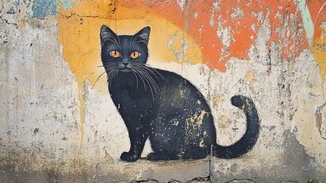 Black cat graffiti design file showing detailed street art pattern with spray paint effects