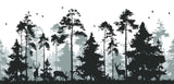 Forest Mural Wallpaper | Nordic Pine Trees with Deer Silhouettes