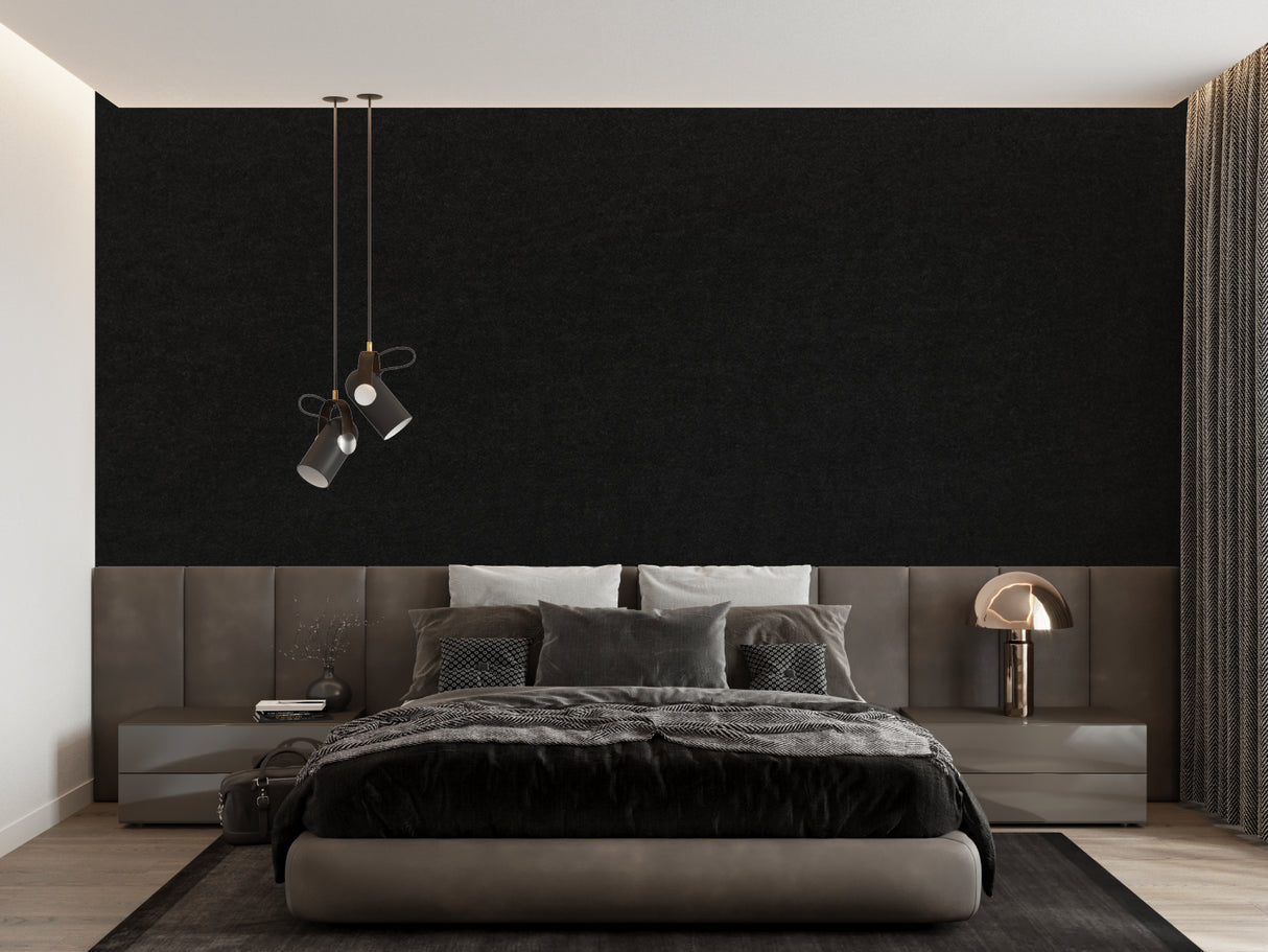 Minimalist Black Wallpaper showcased in a modern home office space