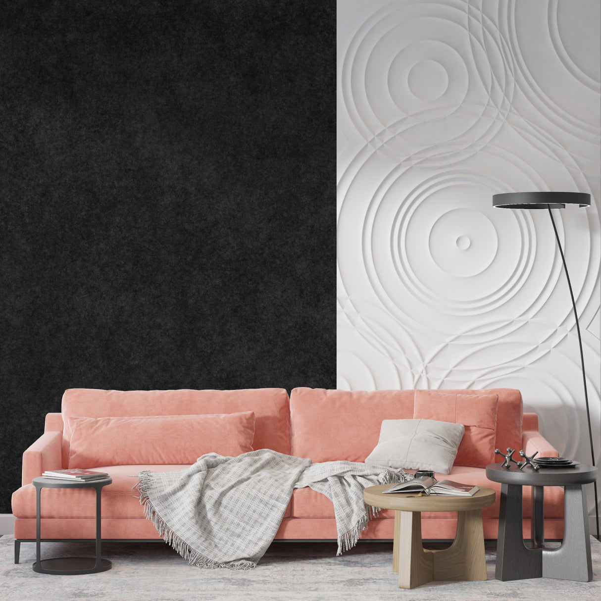 Plush black wallpaper making a statement in a modern office space