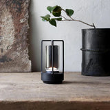 Modern Industrial Table Lamp  Glass Cylinder Metal Frame Design - Product example