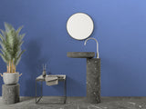 Deep blue wallpaper installation showcasing perfect color consistency in a bedroom setting