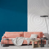 Solid blue wallpaper in modern kitchen backdrop