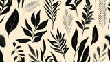 Tropical leaves wallpaper design file showing black botanical pattern on beige background