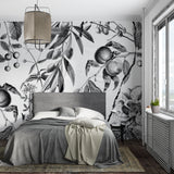 Botanical wall mural bringing nature art to home office space