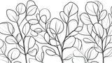 Minimalist black and white botanical wallpaper design file showing flowing leaf pattern