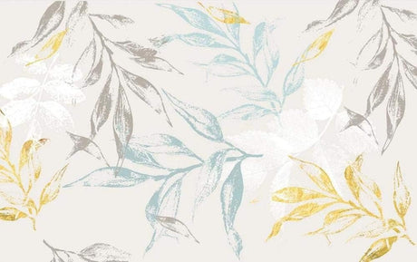 Design file of botanical leaf pattern showing detailed gold accents and watercolor effects