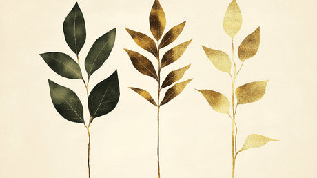 Green and gold botanical leaf pattern design file showing detailed foliage arrangement