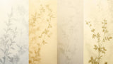 Golden leaves botanical wallpaper design file showing detailed leaf pattern and beige stripes