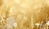 Botanical Wallpaper design file showing detailed golden meadow pattern on white background