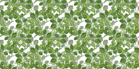 Design file showing detailed green hop pattern on white background
