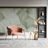 Botanical wallpaper making a statement in a contemporary dining room