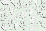 Botanical line art leaf design file showing detailed black outlines on mint green background
