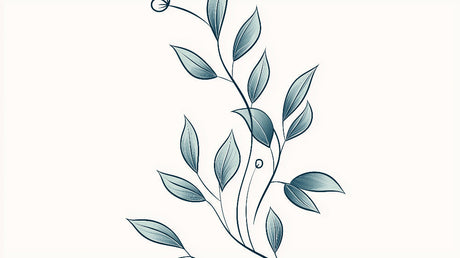 Minimalist blue leaf design file showing detailed pattern and color scheme