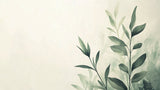 Minimalist green leaves design file showing the detailed botanical pattern and soft beige background