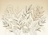 Minimalist botanical line art wallpaper design file showing elegant foliage pattern