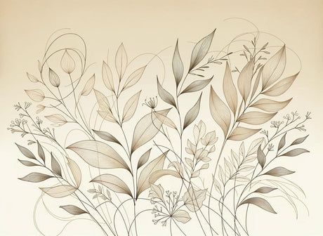 Minimalist botanical line art wallpaper design file showing elegant foliage pattern