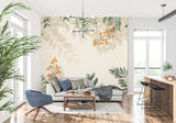 Orange berry wall mural bringing life to home office space