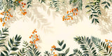 Botanical orange berries and green leaves design file showing intricate pattern details