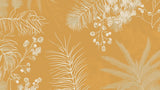 White palm leaves on gold background design file showing intricate botanical pattern details