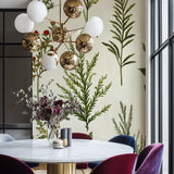 Botanical wall mural showcasing red blooms in modern bedroom setting
