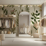 Vintage herb wallpaper adding natural charm to kitchen walls