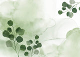 Botanical watercolor wallpaper design file showing detailed green leaf pattern and texture