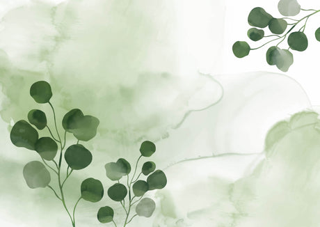 Botanical watercolor wallpaper design file showing detailed green leaf pattern and texture
