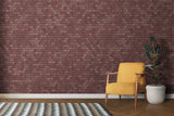 Red brick wallpaper adding character to kitchen accent wall