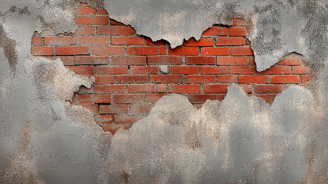 Exposed brick wallpaper design file showing detailed texture of weathered bricks and worn plaster