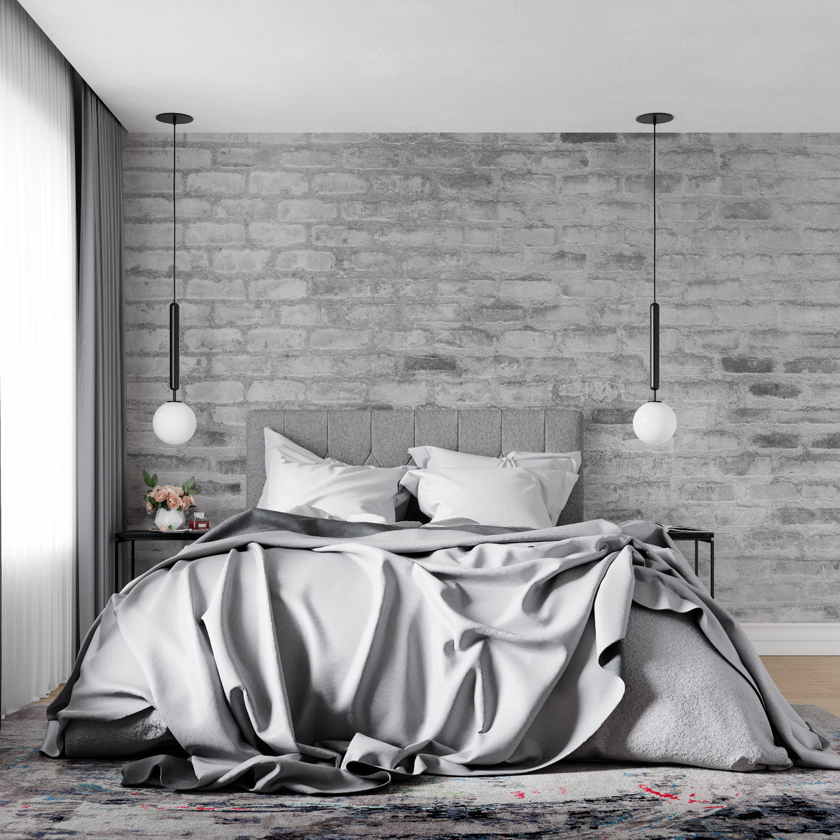 Grey stone effect mural in contemporary office space