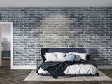 Grey Stone Wall Mural creating urban atmosphere in contemporary kitchen space