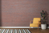 Brick effect wallpaper adding warmth to a contemporary kitchen design
