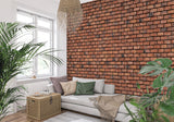 Urban brick wallpaper installation in contemporary kitchen space