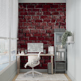 Industrial brick mural in cozy bedroom setting