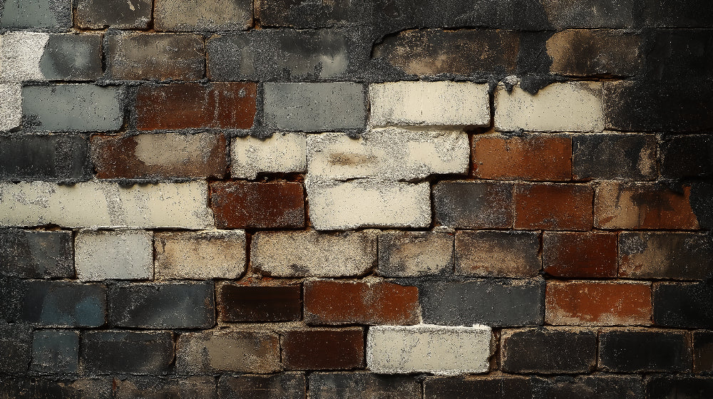 Industrial brick wallpaper design file showing detailed weathered texture and rich earthy tones
